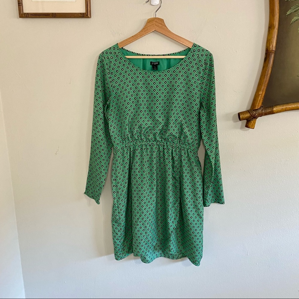 J Crew Green Patterned Dress
